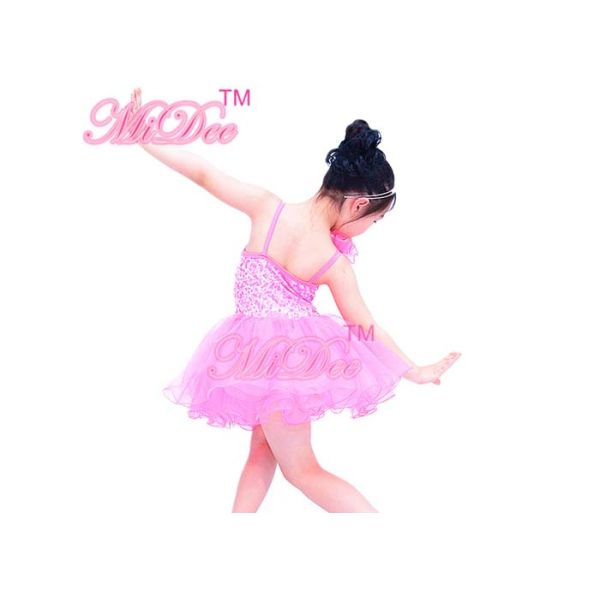 Sleeveless Ballet Dance Costumes Camisole Sequined One Shoulder Floral Tutu Dress