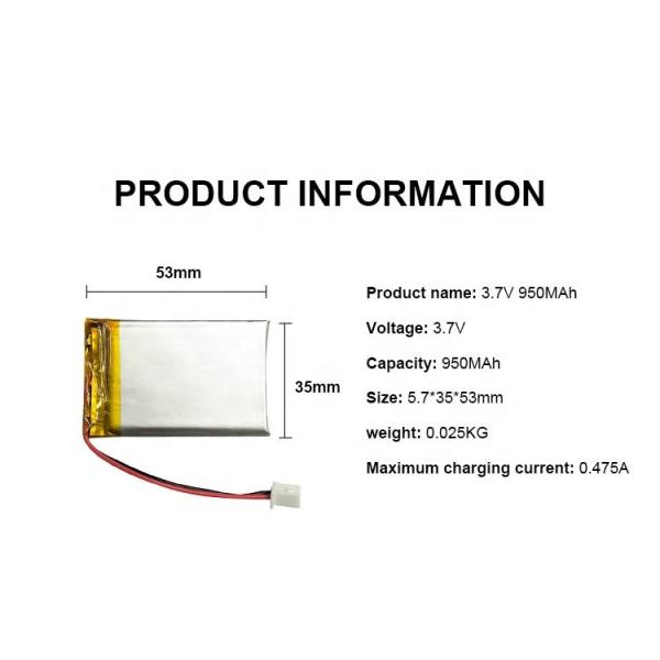 3.7v batterie au lithium polymère 950mah 1000mAh batterie LiPo cellule 583450 603450