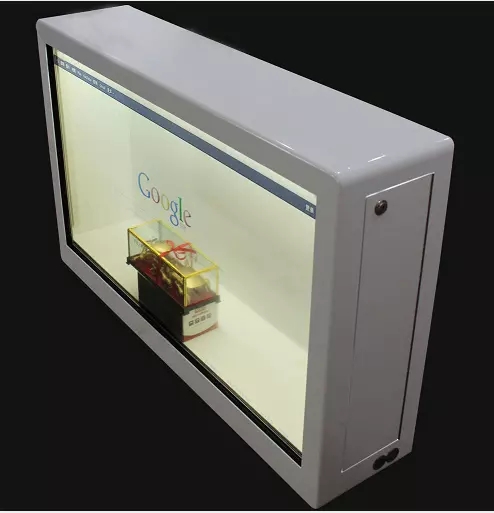 Acrylic / Metal Full HD Transparent LCD Showcase TFT For Counter Physical
