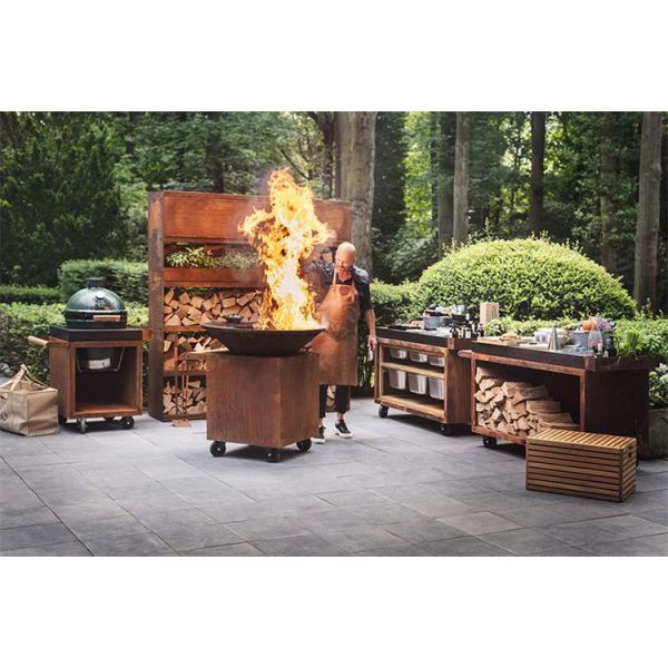 Backyard Commercial Charcoal Grill Barbecue Corten Metal BBQ Grill Fire Table