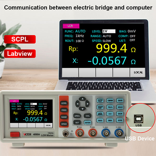 TFT показывают Handheld метр LCR с функцией хранения данных кабеля USB RS232