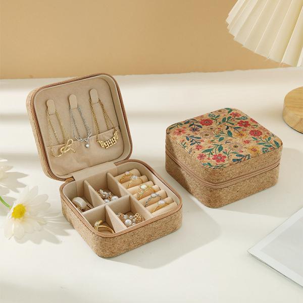ORIGINAL PREMIUM CORK JEWELRY BOX PORTABLE TRAVEL EARRINGS RING NECKLACE STORAGE BOX