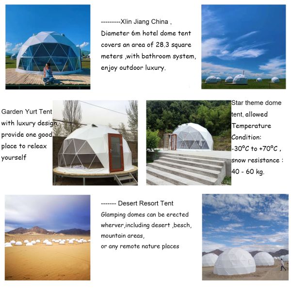 Galvanized Steel Frame Geodesic Hotel Dome Tent Wih Full Necessory Decoration