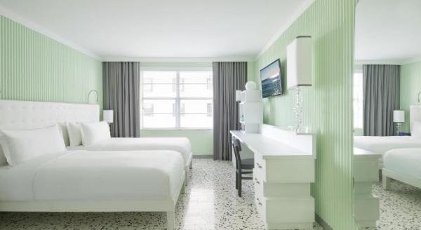 New Guinea hotel style apartment interior design furniture bedroom upholstered headboard bed with glossy white table set