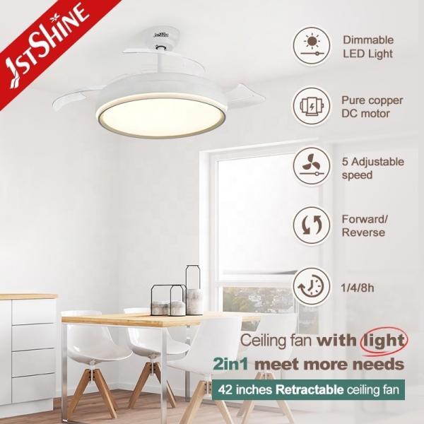 Design Contemporâneo Ventilador de Tecto LED de 5 Velocidades com Láminas Escondidas