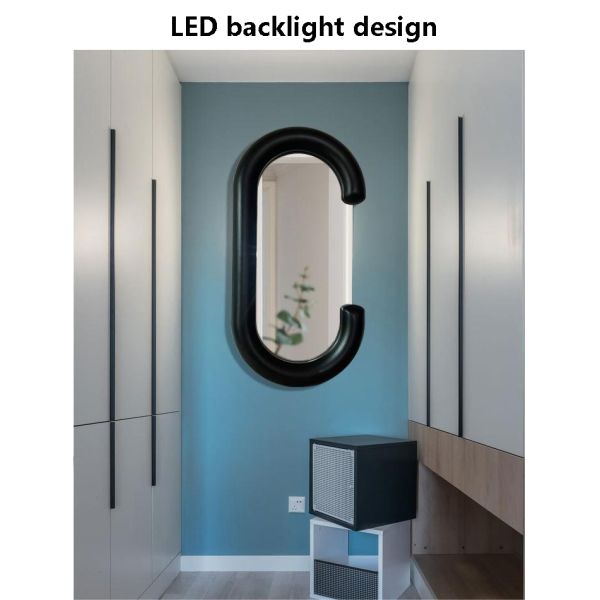 White Decorative Full Length Floor Led Mirror for Bathroom Decoration in Living Room