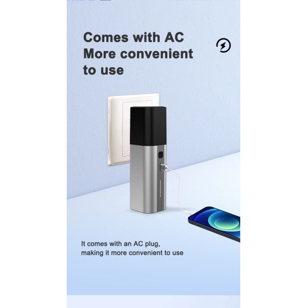 Aluminum Alloy AC Portable Power Bank 2 in 1 Type C Charger Detachable 5000mAh