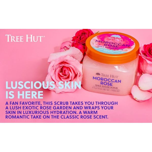 Tree Hut Moroccan Rose Shea Sugar Scrub Exfoliating Full Body Nourishing Essential Body Care