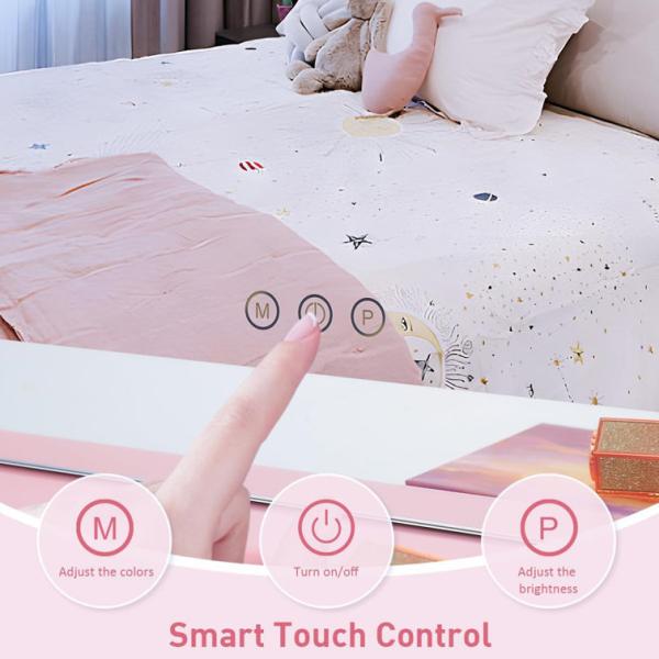 Modern Hollywood Makeup Mirror with 3 Color Temperature Adjustable Brightness and USB Charging Port