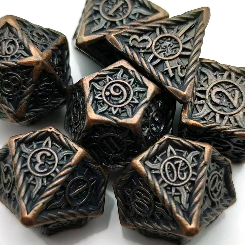 Customizable Logo Zinc Alloy Metal Dice Set with Polyhedral Shape for RPG Games