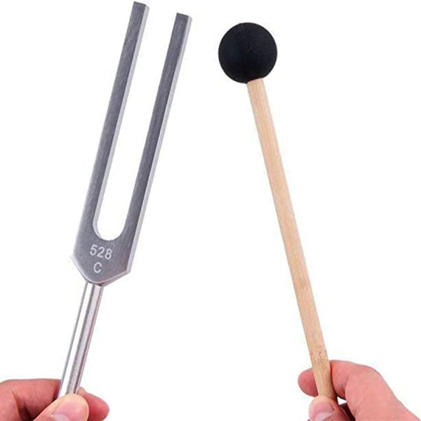Sound Healing Musical Tool 528 Hz Tuning Fork with Aluminum Alloy and Silicone Hammer