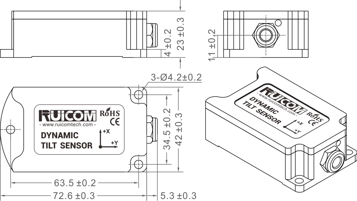 DTS6-V1 Dynamic Tilt Sensor with Voltage Output