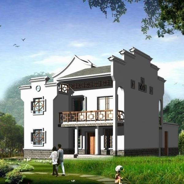 Double Storey Light Steel Prefab House / 4 Bedroom Prefab House Easy Assembling