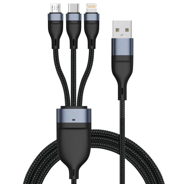Cable de charge tressé 4 en 1 personnalisé pour une charge rapide iOS Android OEM pris en charge