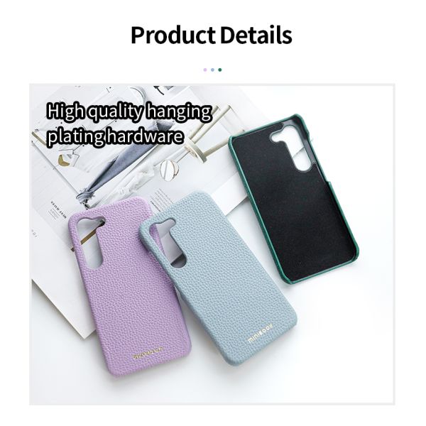 OEM/ODM Genuine Leather Camera Protection Phone Case for SAMSUNG Classic Pebble Grain