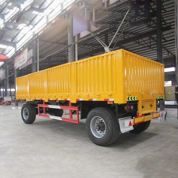 Farm 2-Axles Flat Platform flatbed side wall Drawbar Full Trailer With Ladder