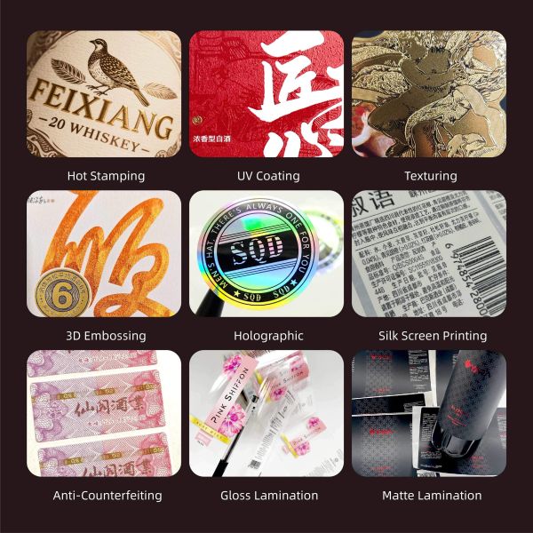 Custom Branding Luxury Exclusive Roll Labels Gin Tequila Mezcal Rum Hot Foil Embossing Low Minimum Order Fast Shipping