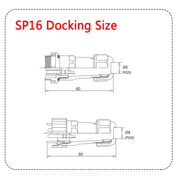 SP16 IP68 2 Pin Waterproof Connector Plug Socket PA66 Male And Female 5 Pin 9 Pin