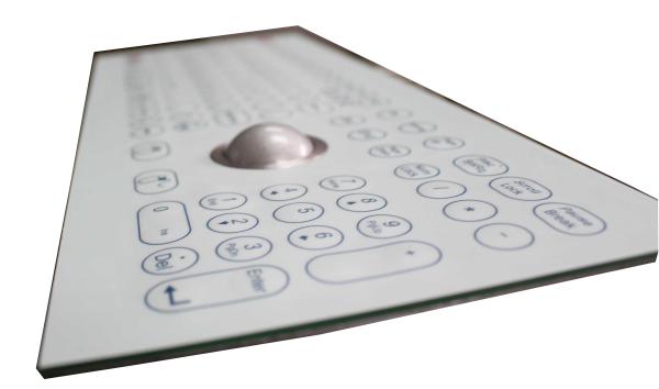 107 Keys White Industrial Membrane Keyboard Optical 800 DPI Trackball
