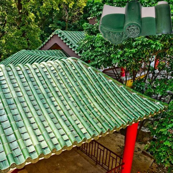 Classic Glazed Celadon Chinese Temple Roof Tiles Antigo Resistente à Geada