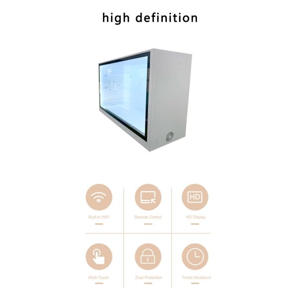 high quality multi touch 43 inch transparent advertising display price