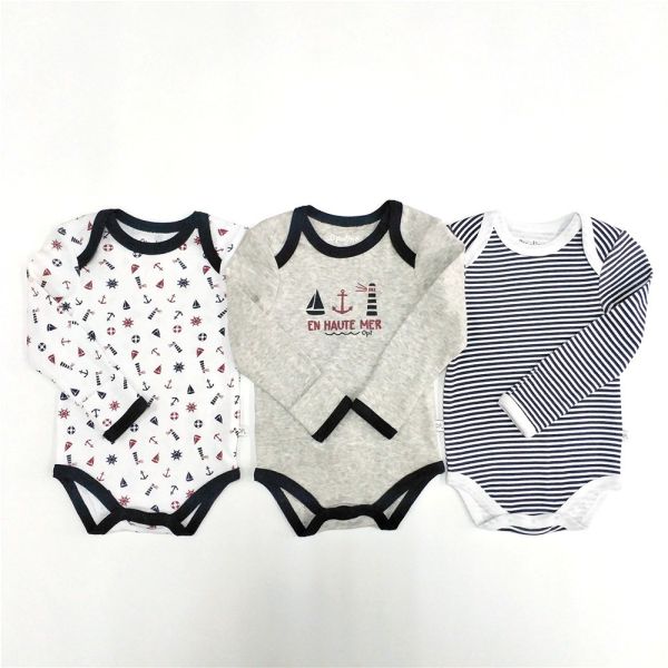 Unisex Snap Button Closure Organic Cotton Infants Long Sleeve Bodysuit Baby