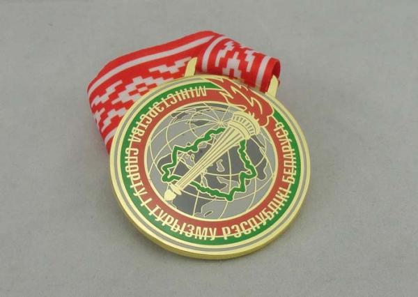 Egg Hunt Triathlon Ribbon Medals , 3.0mm Copper Plating With Full Color Ribbon