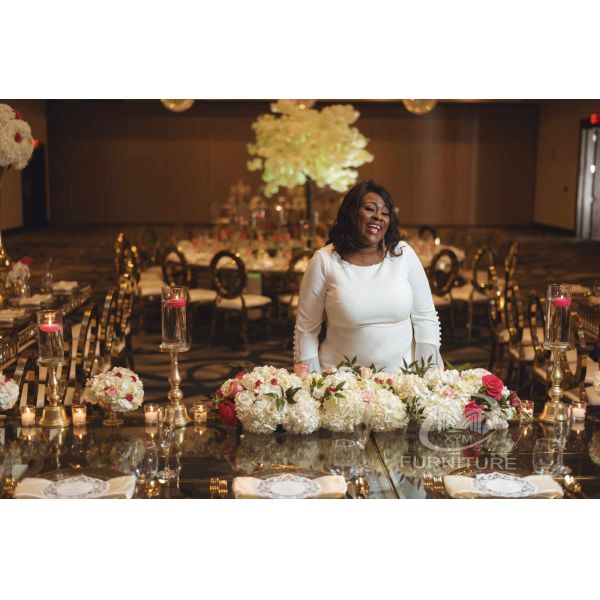 Cushioned Modern Event Stainless Steel Chair And Table Circle Back For Banquet Wedding