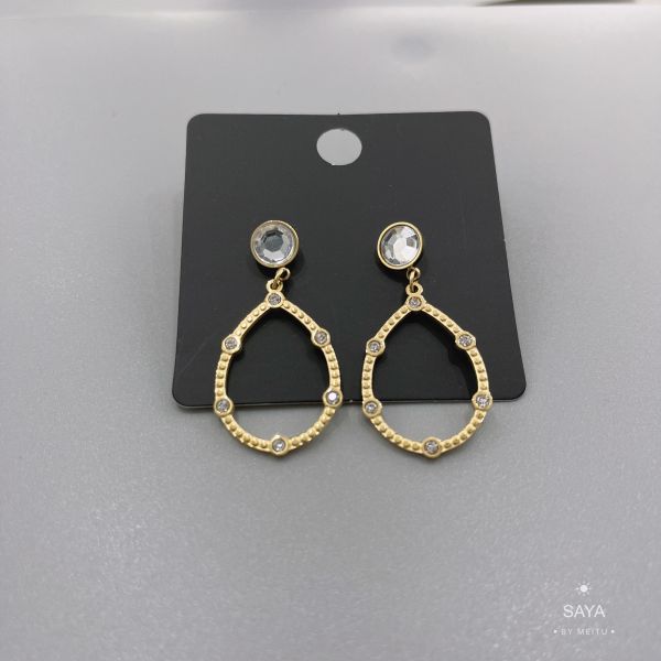 Large Rhinestone Pendant Earrings Blingbling Pendant Stainless Steel Earrings