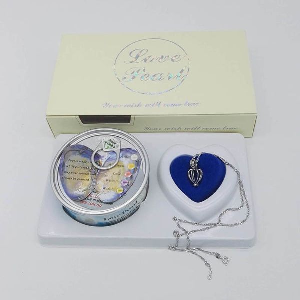 Custom Color Box Love Pearl Necklace Gift Box With Fashion Cage Pendant for Birthday or Holiday Gift