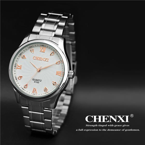 Rose Gold 010D07J Wrist Watches Men Stainless Steel Watch for Couple Black White Gift Watch for Lover