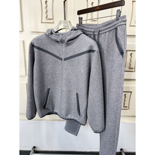 360gsm Premium Tracksuit Men 2 Piece Set Zip Sweatsuit Black Trim Sport Casual Streetwear Autumar and Winter