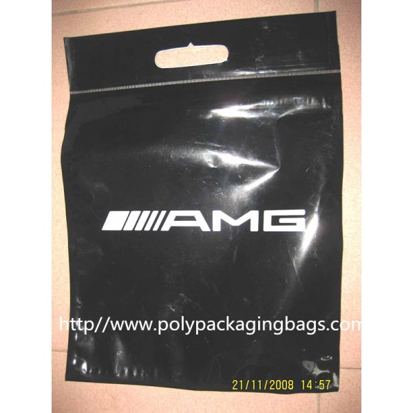 Personalized Black Die Cut Handle Bags Resealable Zip Lock Bags