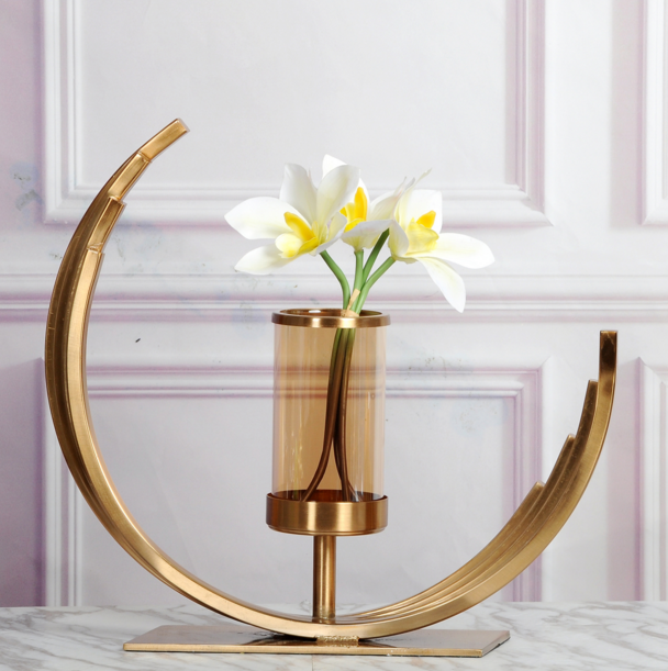 Gold Metal Unique 325mm 400mm Decorative Flower Vases