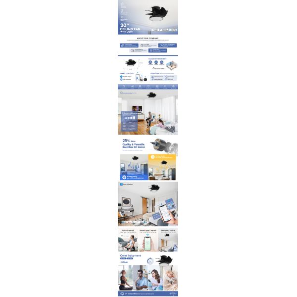 Потолочный вентилятор декоративного тихого держателя мотора DC полного небольшой со светом приведенным