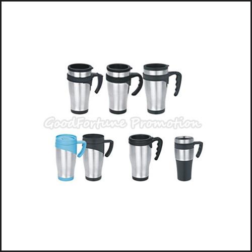 Promotion printed logo travel car two layer stainless steel mug water drink cup bottle