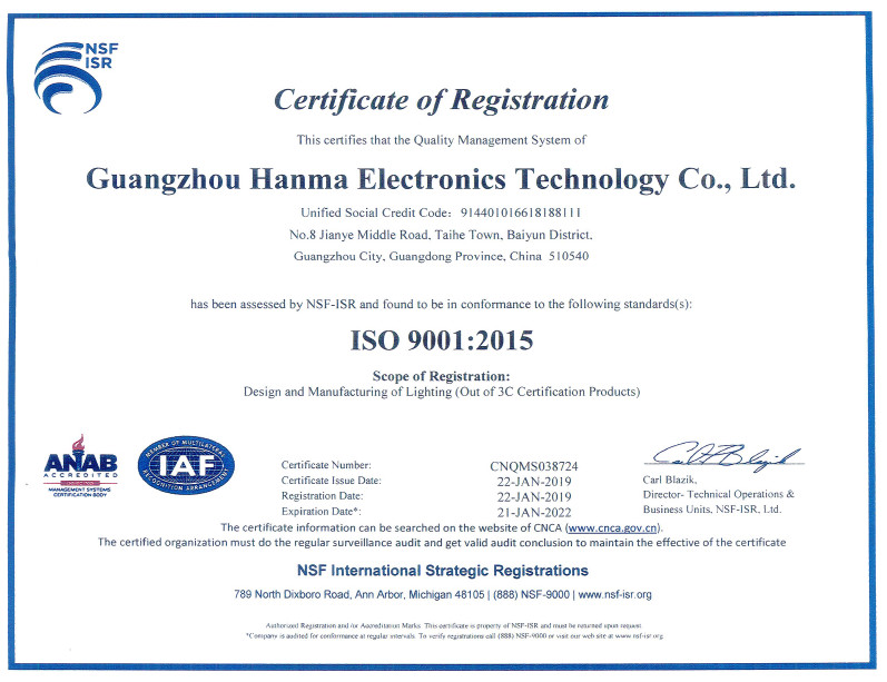 Guangzhou Hanma Electronics Technology Co. Ltd Сертификации