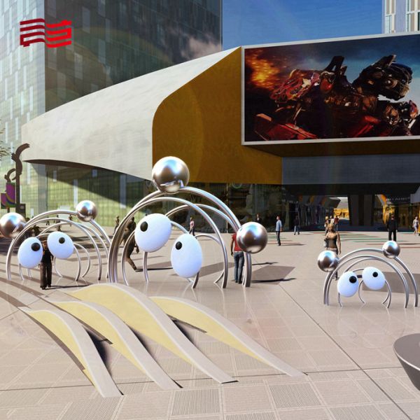 Stainless Steel Panda Shape Landscape Sculpture for Outdoor Decoration and Landscaping