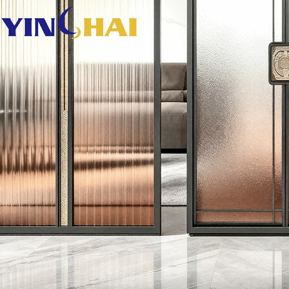 Custom Stainless Steel Gradient Fluted Glass Screen Partition Home Divider