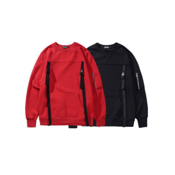 Фуфайка Crewneck черного хлопка пробела слишком большая с передним карманом отсутствие клобука