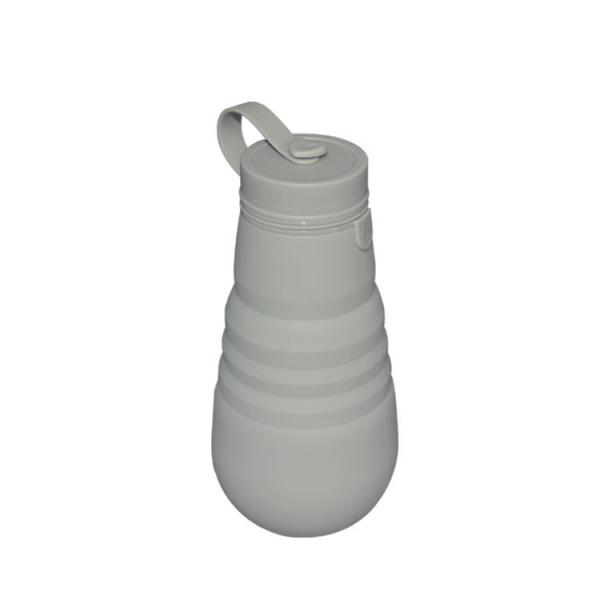 Grey Silicone Collapsible Drinking Bottle Outdoor Sports Folding 500ml Water Bottle