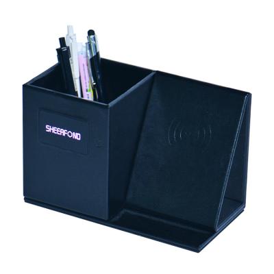carregador sem fio de couro de carregamento rápido Pen Holder Custom de 10W Qi