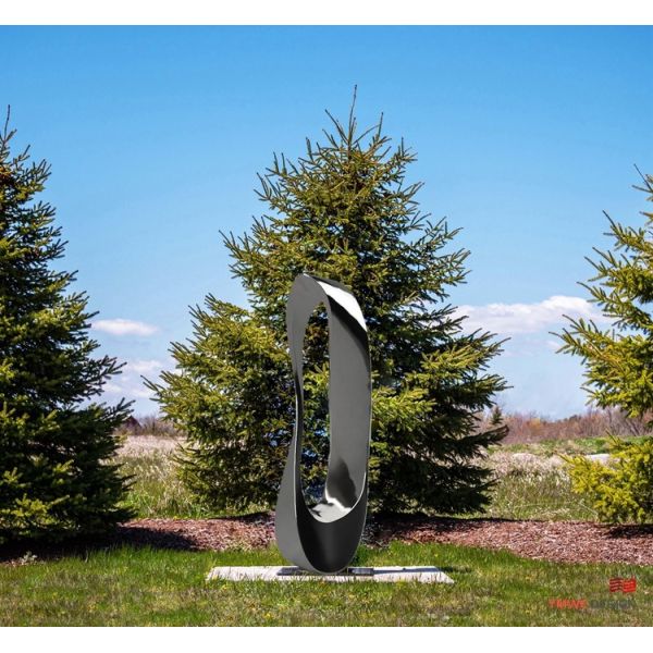 Custom Print Method Metal Abstract Sculpture Polished Mirror Circle Outdoor Sculpture