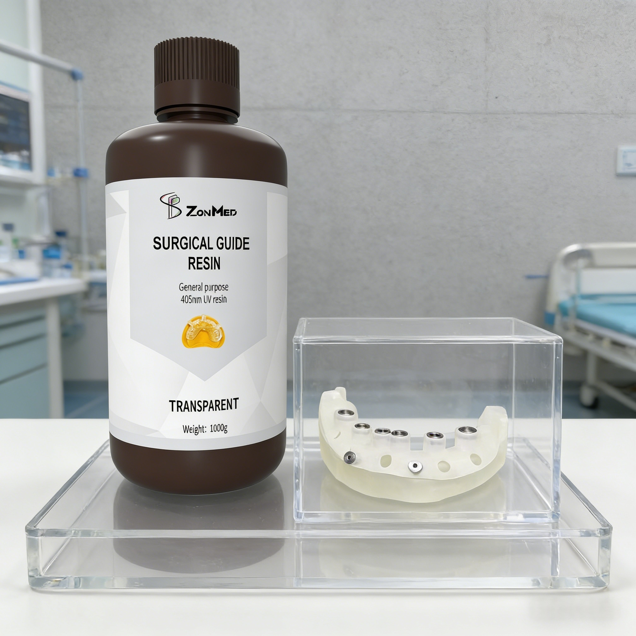 Low to medium viscosity Dental surgical guide resin Shore D 82 ensuring easy application and precise implant positioning