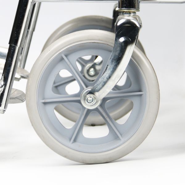 Chormed Steel Frame Standard Folding Steel Wheelchair 24 Inch Rear Wheels