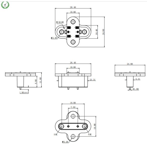 2pin male brass C6801 pogo pin magnetic connectors with N52 magnet