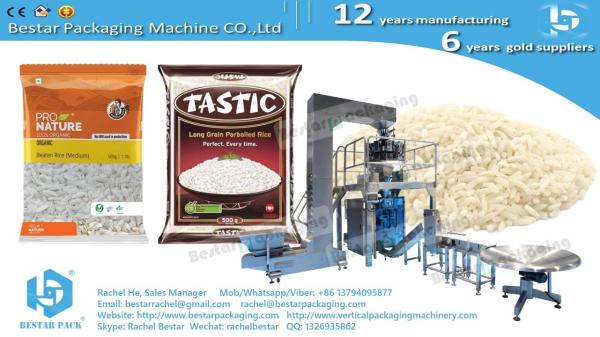 Automatic rice 500g pouch packaging machine with 10 heads weigher BSTV-750AZ