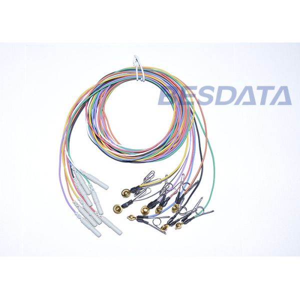 Clinical EEG Ear Clip Electrodes , Medical EEG Cable 1.5mm Din Connector