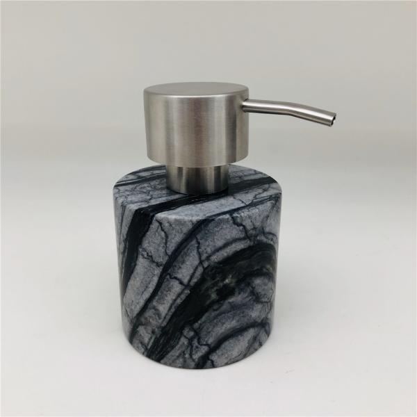 Grey Ashwood Grain Marble Bath Accessories Square Marble Effect Soap Dispenser With Grey Veins