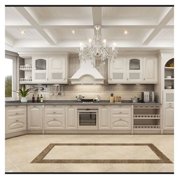 Modern Solid Wood Kitchen Cabinet with PVC Membrane Door Panel and Distinctive Designs